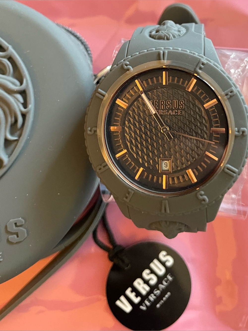 Versus Versace Grey Silicone Watch with Gold-Tone Markers With Case